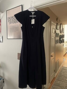 Club Monaco Black Midi Fit-and-Flare Dress